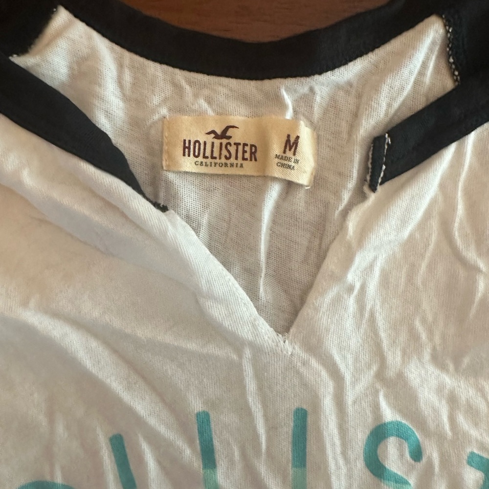 Hollister White Tee with Black Trim